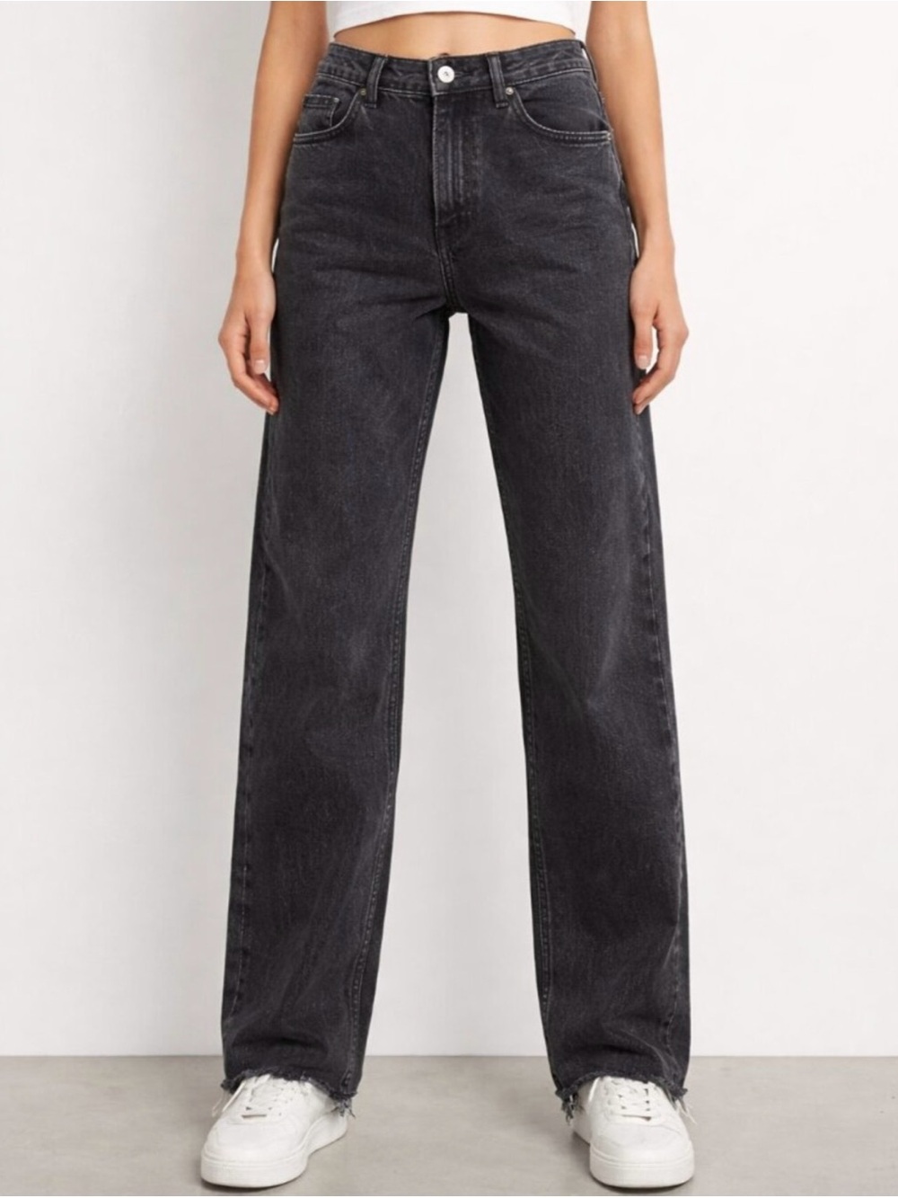 Zara Black High Rise Straight Jeans